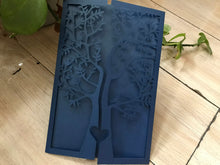 50pcs Navy Blue Tree Laser Cut Invitation Cards,Sweet Sixteen Birthday Invitations - Kdecoration