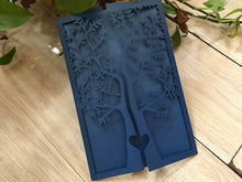 50pcs Navy Blue Tree Laser Cut Invitation Cards,Sweet Sixteen Birthday Invitations - Kdecoration