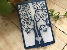 50pcs Navy Blue Tree Laser Cut Invitation Cards,Sweet Sixteen Birthday Invitations - Kdecoration