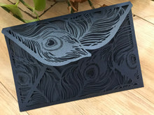 50pcs Navy Blue Feather laser cut Wedding Invitations,Rustic Laser Cut Wedding Cards - Kdecoration