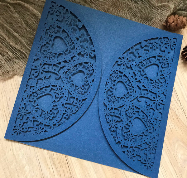 50pcs pearl navy blue Laser Cut wedding invitations cards,custom laser cut wedding invite cards,baby shower invitations,baptism shower invitation cards,invite cards - Kdecoration