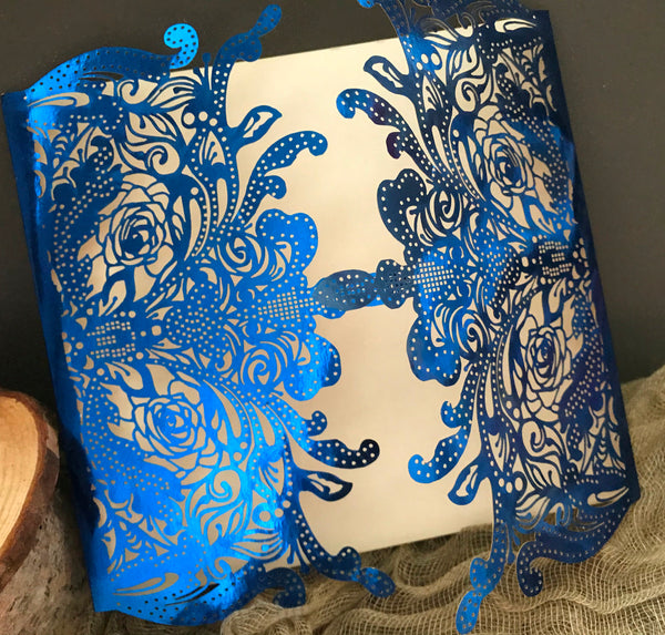 50pcs metallic navy blue laser cut wedding invitation cards,custom birthday invitation cards,engagement invitation cards,laser cut invite cards,bridal shower invitations,laser cut invite cards - Kdecoration