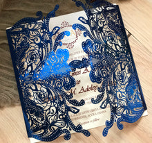 50pcs metallic navy blue laser cut wedding invitation cards,custom birthday invitation cards,engagement invitation cards,laser cut invite cards,bridal shower invitations,laser cut invite cards - Kdecoration