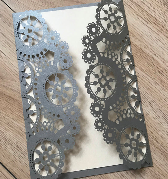 50pcs pearl silver Seahorse Laser Cut Invitations,birthday invitation cards,laser cut invite - Kdecoration