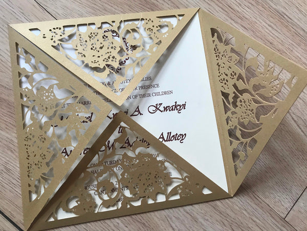 50pcs Birthday Invite covers,Laser Cut Wedding invite Cards,4flaps laser Cut Invitations Cards - Kdecoration