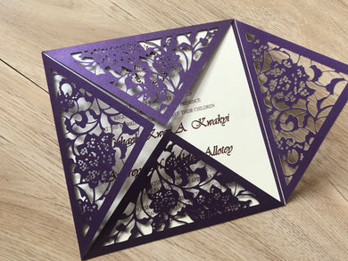 50pcs pearl purple Laser Cut Wedding invitation,laser cut wedding cards,Birthday Invitations,Bridal Shower Invitations - Kdecoration