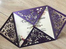 50pcs pearl purple Laser Cut Wedding invitation,laser cut wedding cards,Birthday Invitations,Bridal Shower Invitations - Kdecoration