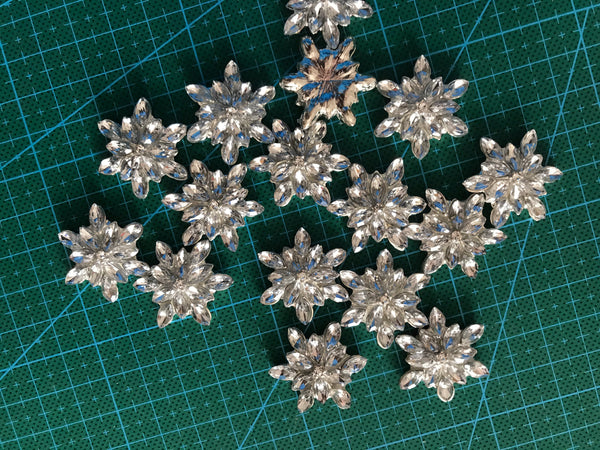 10pieces Snowflake Decoration Rhinestone Buttons,Accessories Girl DIY Handmade Hair Buttons,Decorated Decoration Party Favors - Kdecoration