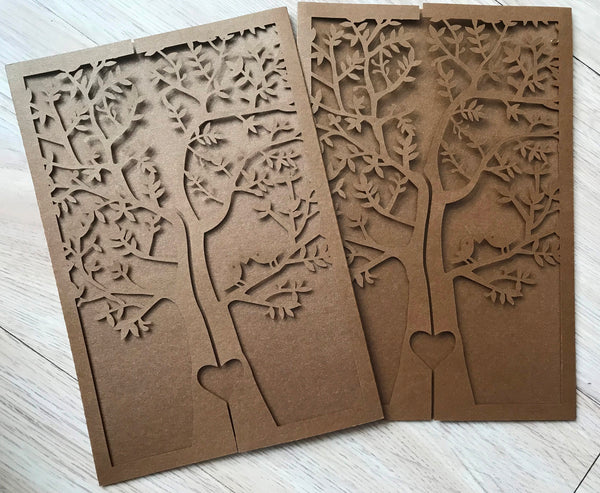 50pcs pearl brown Tree laser Cut wedding Invitations Cards,Sweet Sixteen Birthday Invitation Cards - Kdecoration