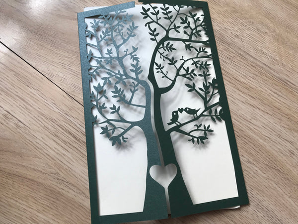 50pcs Pearl Blackish Green Laser Cut Wedding Cards,Invitations Cards,engagement party invites - Kdecoration