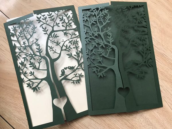 50pcs Pearl Blackish Green Laser Cut Wedding Cards,Invitations Cards,engagement party invites - Kdecoration