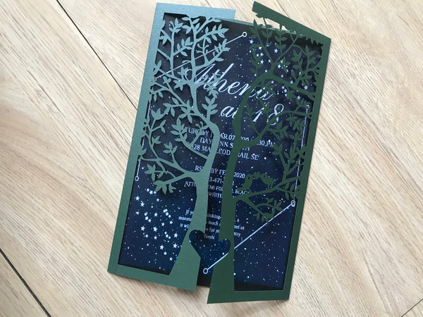 50pcs Pearl Blackish Green Laser Cut Wedding Cards,Invitations Cards,engagement party invites - Kdecoration