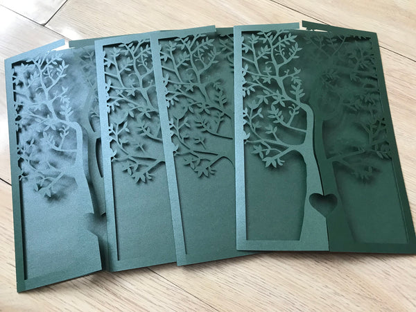 50pcs Pearl Blackish Green Laser Cut Wedding Cards,Invitations Cards,engagement party invites - Kdecoration