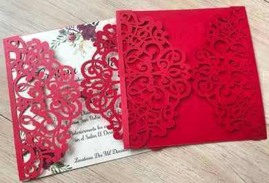 50pcs Pearl Red custom Baby Shower Invite cards,Laser Cut Wedding invitations cards,laser cut invite cards,engagement invitations cards,save the date party invitation cards - Kdecoration