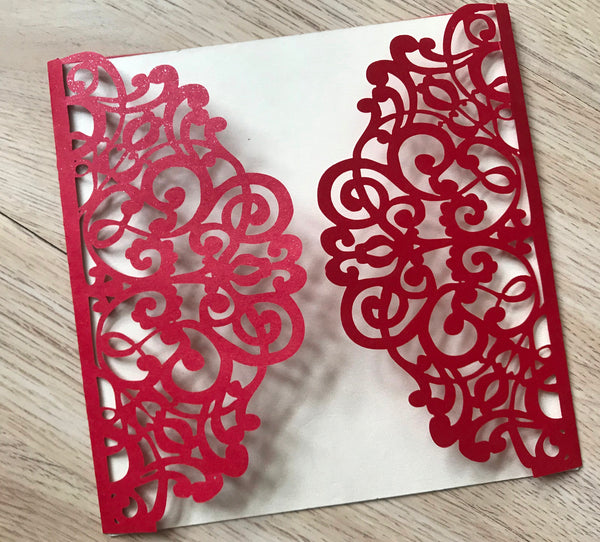 50pcs Pearl Red custom Baby Shower Invite cards,Laser Cut Wedding invitations cards,laser cut invite cards,engagement invitations cards,save the date party invitation cards - Kdecoration
