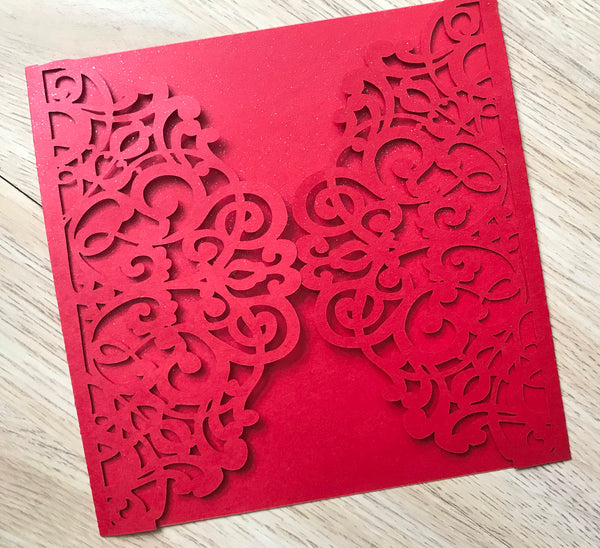 50pcs Pearl Red custom Baby Shower Invite cards,Laser Cut Wedding invitations cards,laser cut invite cards,engagement invitations cards,save the date party invitation cards - Kdecoration