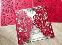 50pcs Pearl Red Laser Cut Wedding Cards,custom invitaiton Cards,laser cut Wedding Invitations - Kdecoration