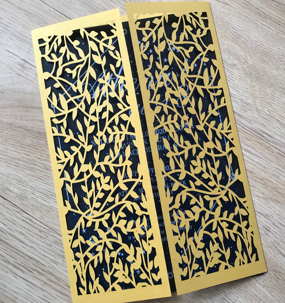50pcs Pearl Gold Laser cut invitations cards,customize laser cut wedding invitations - Kdecoration