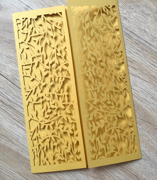 50pcs Pearl Gold Laser cut invitations cards,customize laser cut wedding invitations - Kdecoration