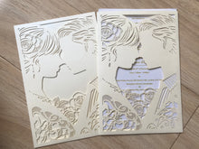 50pcs Pearl Cream Wedding Invitations,Pocket Laser Cut Wedding Cards,engagement invitation online - Kdecoration