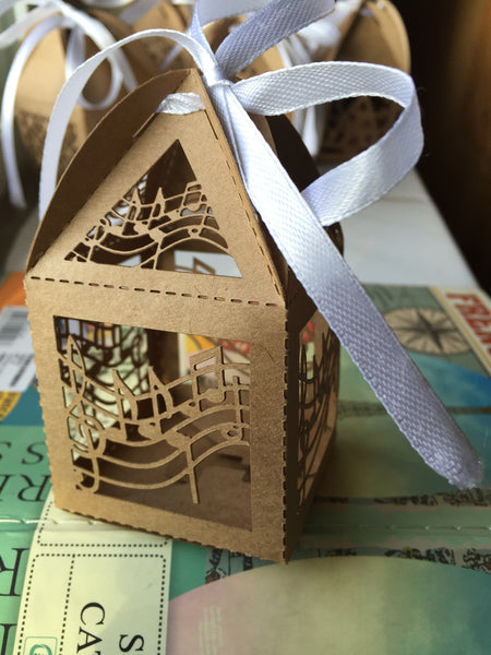 100pcs Kraft Paper Brown favor box,laser cut Wedding Gift box, Chocolate Packaging Boxes - Kdecoration