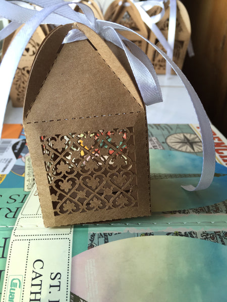 100pcs Kraft Paper Brown Small Laser Cut Gift box ,Laser Cut Wedding gift box,Bridal party gift box,Wedding Favors,Cupcake Boxes - Kdecoration
