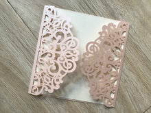 50pcs Pearl Incarnadine Laser Cut Invitation Cards,Engagement Invitations,Laser Cut Wedding Cards - Kdecoration