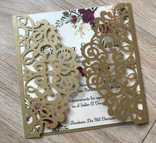 50pcs Pearl Begie Gold Laser Cut Wedding Cards,laser cut invitations covers,50th birthday invitation - Kdecoration