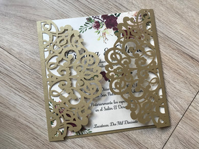 50pcs Pearl Begie Gold Engagement Invitations,Baby Shower Invitations,Laser Cut Wedding Card,Invite - Kdecoration