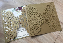 50pcs Pearl Red Laser Cut Wedding Cards,custom invitaiton Cards,laser cut Wedding Invitations - Kdecoration