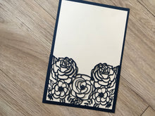 50pcs Dark Navy Blue Rose Pocket laser cut Wedding Invitations,pocket Laser Cut Wedding Cards - Kdecoration