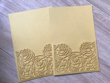 50pcs Pearl Gold Laser Cut Wedding Cards,Menu Cards,Rose Invitations Cards - Kdecoration