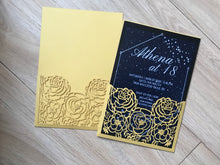 50pcs custom Rose pocket laser cut Invitations Cards,laser cut wedding invitations - Kdecoration