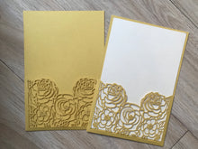 50pcs Pearl Gold Laser Cut Wedding Cards,Menu Cards,Rose Invitations Cards - Kdecoration