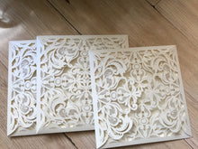 50pcs Pearl Cream Laser Cut Invitations,Laser Cut Wedding Cards,laser cut wedding Invitaitons - Kdecoration