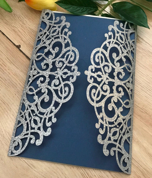 50pcs Glitter Gold Laser Cut invitations cards,Laser Cut wedding invitations cards,bridal shower invitations