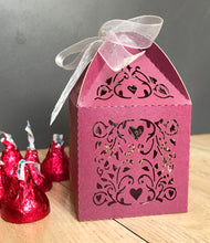 100pcs Pearl Burgundy Red Laser Cut Wedding Favor Boxes with ribbon,Wedding Gift Boxes,Cupcake Boxes,Chocolate Boxes,Treat Boxes - Kdecoration