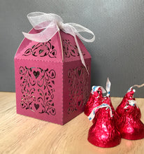 100pcs Pearl Burgundy Red Laser Cut Wedding Favor Boxes with ribbon,Wedding Gift Boxes,Cupcake Boxes,Chocolate Boxes,Treat Boxes - Kdecoration