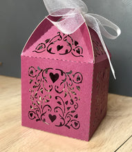 100pcs Pearl Burgundy Red Laser Cut Wedding Favor Boxes with ribbon,Wedding Gift Boxes,Cupcake Boxes,Chocolate Boxes,Treat Boxes - Kdecoration