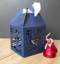 100pcs Pearl Navy Blue Laser Cut Wedding Gift Box with ribbon,Wedding Favors,Candy Boxes,Chocolate Boxes - Kdecoration