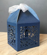 100pieces Navy Blue Flower Laser Cut Wedding Favor Boxes with Ribbon,Candy Small Gift Packaging Boxes,Wedding Gift Boxes,Favor Boxes - Kdecoration