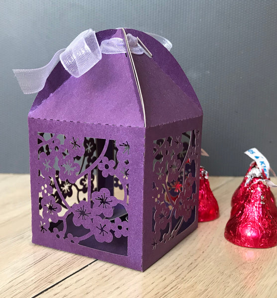 100pcs Pearl Purple Candy gift Boxes,wedding favors,laser cut wedding gift boxes - Kdecoration