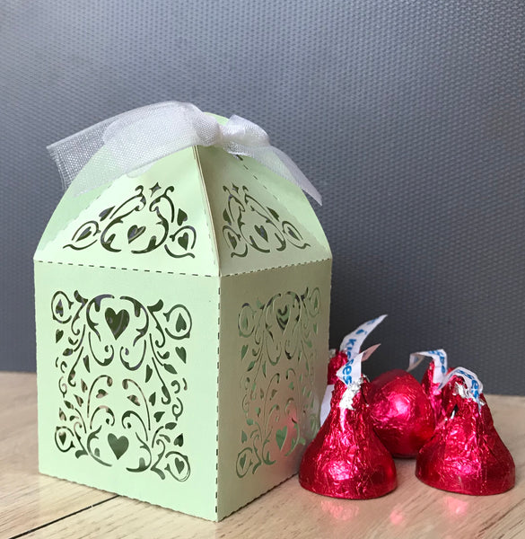 100pcs Pearl Green Small Candy Gift Packaging boxes,Laser Cut Wedding Gift Boxes,Wedding Favors,Bridal Shower Favors - Kdecoration