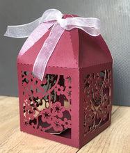 100pcs pearl Burgundy Red Flower Baptism,Communion,Shower Gift Boxes,Wedding Favors,Laser Cut Favor Boxes with ribbon,Candy Box,Small Gift Packaging Boxes - Kdecoration