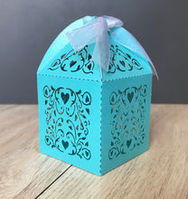 100pcs Pearl Sky Blue Baptism,Communion,Shower Gift boxes,Wedding Party Laser Cut Favor Boxes with ribbon,Candy Box,Gift Packaging Boxes - Kdecoration