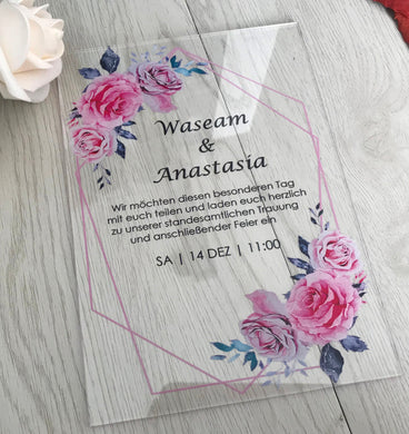 Acrylic Bridal Shower Invitation cards,Save The Date Invitations,free design 10pcs Acrylic Baptism Invitations