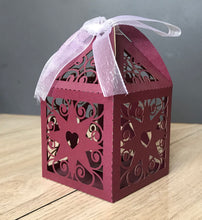 100pcs Pearl Burgundy Red Lase Cut Wedding Favor Boxes with Ribbon,Laser Cut Gift Boxes,Table Decorations - Kdecoration