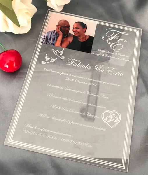 10pcs Acrylic Invitations,white Ink Acrylic wedding invitations, photo birthday Acrylic Invitation