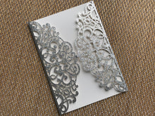 Glitter Silver Laser Cut Wedding Invitations,Laser Cut Wedding Cards,Engagement Invitations - Kdecoration