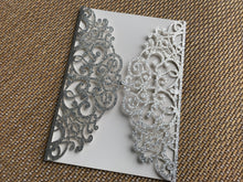 1pc Glitter Silver Laser Cut Invitations cards,Sample Laser Cut Wedding Cards,Engagement Invitations cards,birthday invite cards,bridal shower invitation cards - Kdecoration